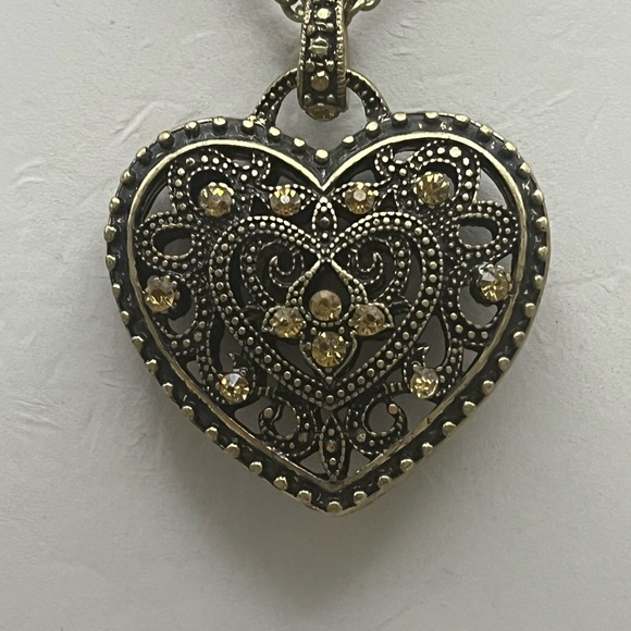 Jewelry - Victorian-Inspired Gold and Bronze Heart Necklace